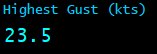 Highest Gust (kts) Highest Gust (kts)